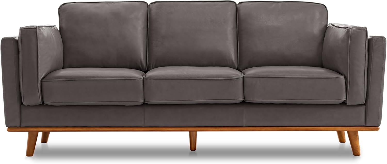 Valencia Artisan Full Leather Sofa 88” - Pure Full Italian Nappa Leather Couch, Solid Wood Accent, Ultimate Comfort, Cognac Tan