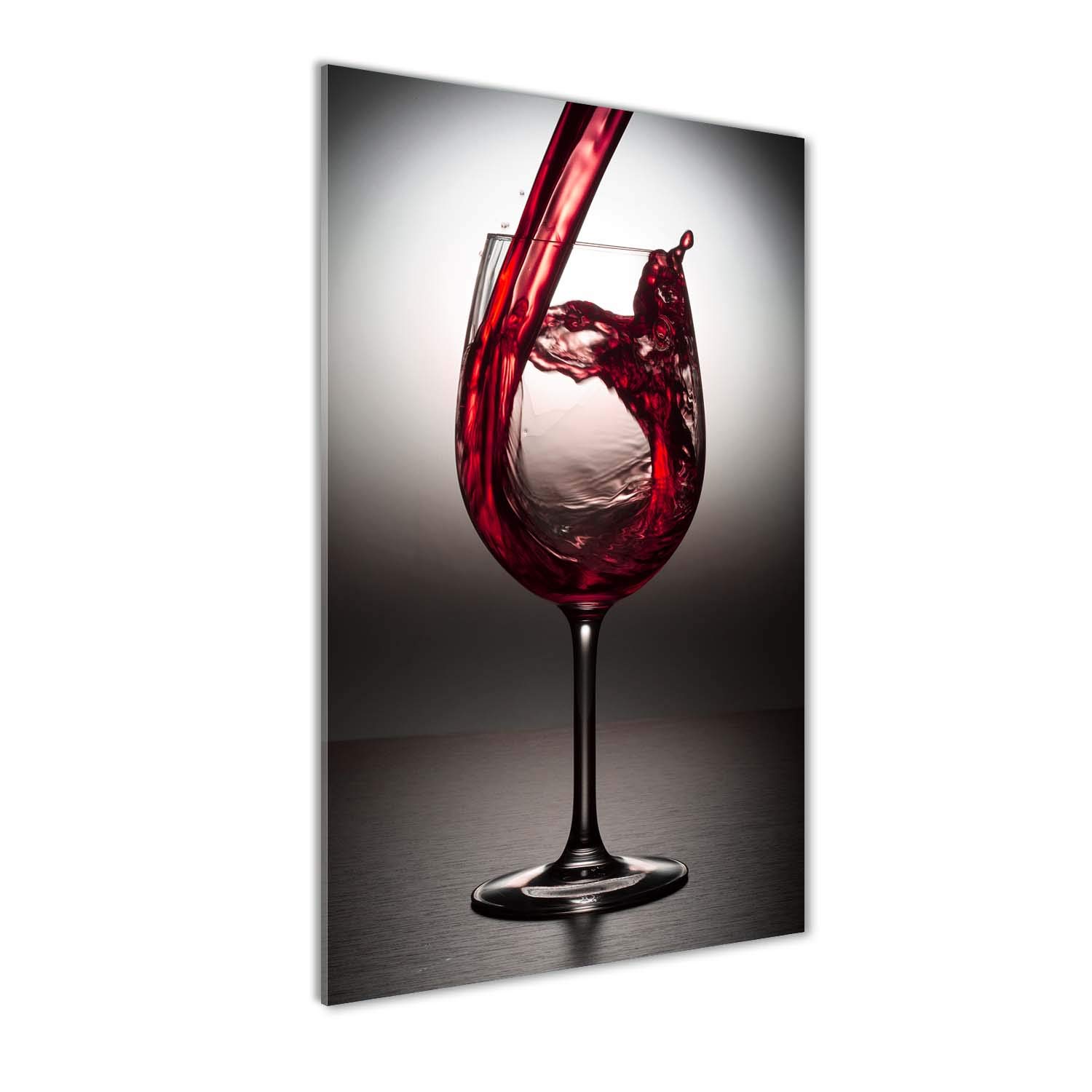 Tulup Impression sur Verre de 50x100 cm Image Tableau Photo décorative panoramique pour la Cuisine et Le Salon - Nourriture et Boissons - Vin Rouge - Rouge