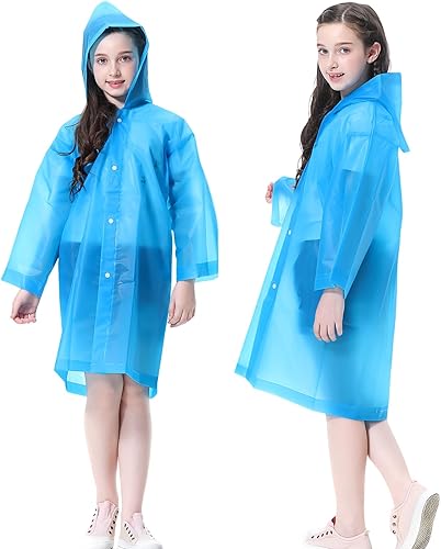 Ponchos de lluvia impermeables para niños, paquete de 2 abrigos de lluvia reutilizables con capucha para niños y niñas, Disney, senderismo,