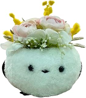 Lulu's ルルズ シマエナガ ぬいぐるみ フラワーアレンジメント 造花 【 ふわふわ 雪の妖精 】 アーティフィシャルフラワー 花 インテリア 雑貨 置物 癒し グッズ 鳥 小鳥 アニマル ギフト プレゼント 母の日 誕生日 サイズ:幅約11cm × 高さ約12cm × 奥行約11cm Mサイズ Lulu's-0832