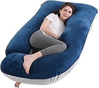 Vista 10 de Almohada de embarazo en forma de J, almohada corporal completa de 59 pulgadas con funda de jersey fácil de quitar y lavar, apoya la espalda