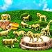 48 Pcs Gold Plastic Animal Figurines, Gold Safari Animals Figures with Jungle Animal Elephant Lion Decor, Mini Safari Figurines Decor Cake Toppers for Themed Birthday Gatherings