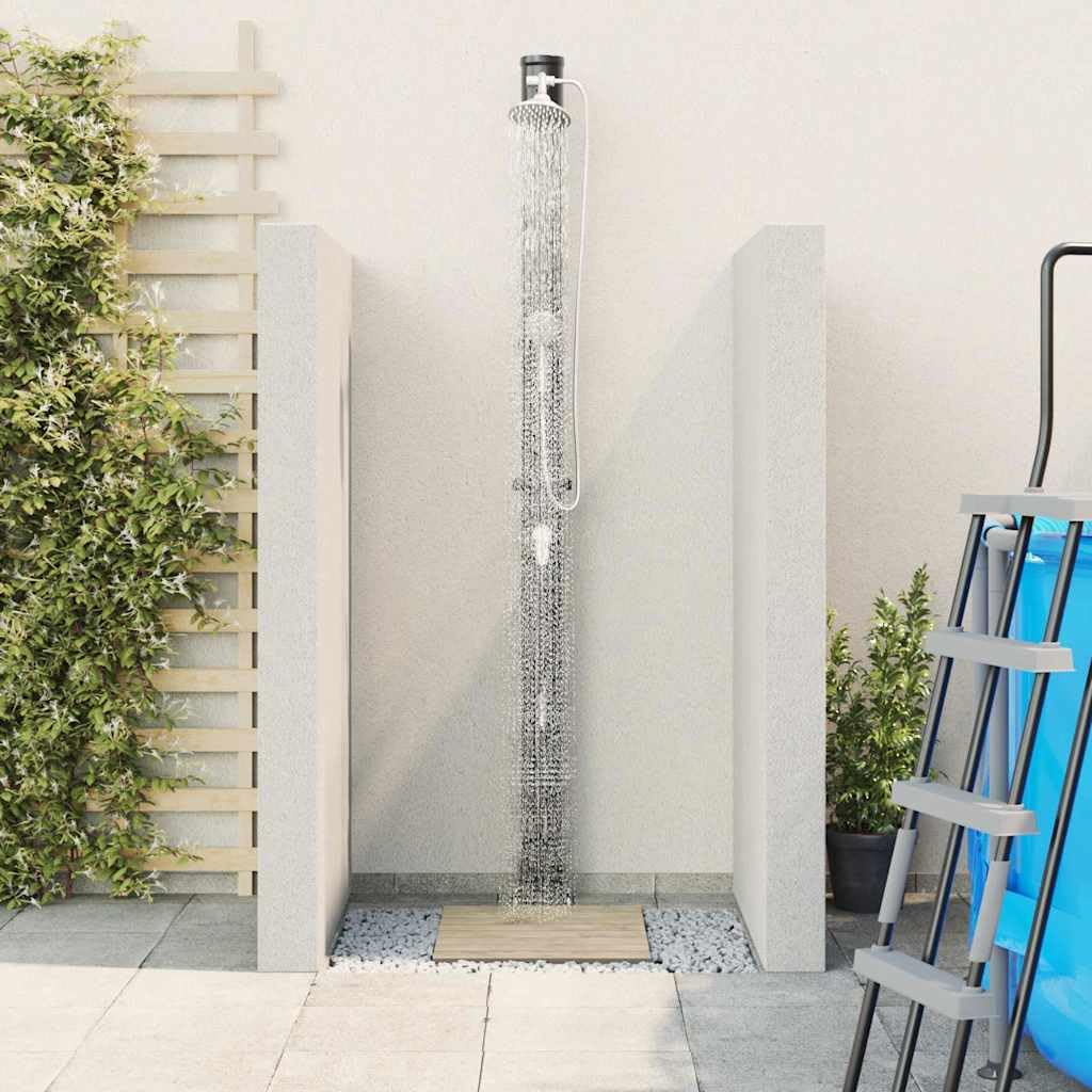 Genérico Doccia Solare da Esterno Nero 217 cm PVC e Alluminio,Nero,8.63kg,42003414