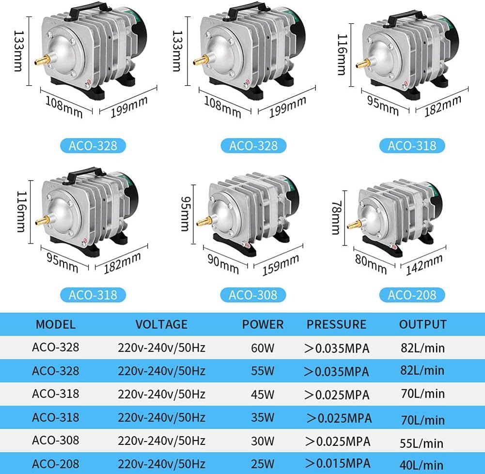 Bomba De Compresor De Aire De Pistón con Bomba De Aire Mifold De 6 Vías, Compresor Alternativo, Bomba De Oxígeno para Acuario, Bomba De Aire para Acuario Comercial, Potente Ultra Si, 25W