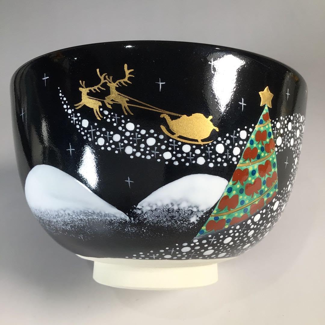 N495 茶碗 『京焼』『前田宝泉造』『御題 聖夜』 共箱 茶道具