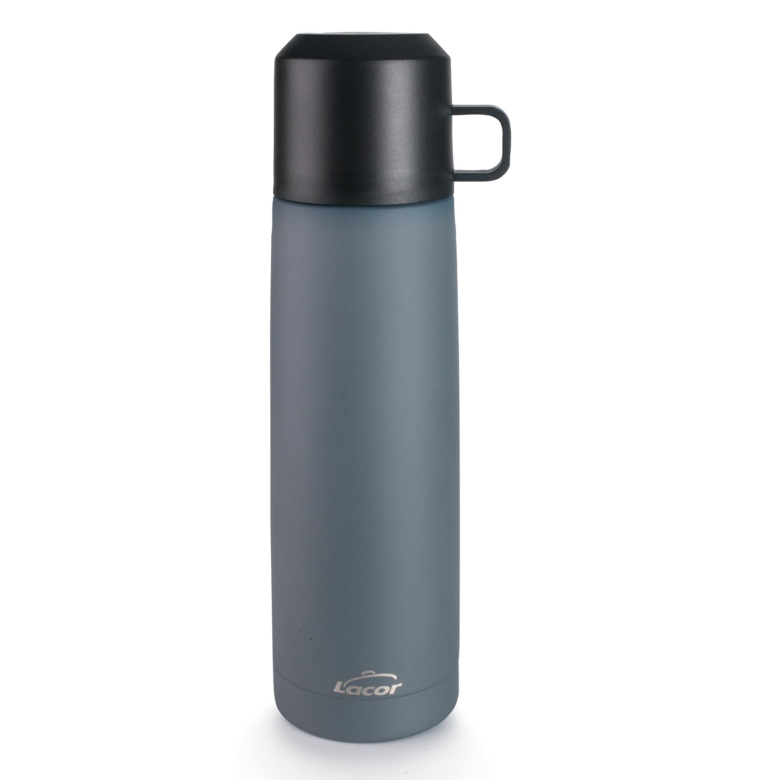 LACOR - 62668 - Thermos a Proiettile Eira, 300 ml, Acciaio Inox 18/10, Doppia Parete, Ermetico con Apertura a Pressione, Thermos per Caffè, Acqua e Infusi, Senza BPA, Argento