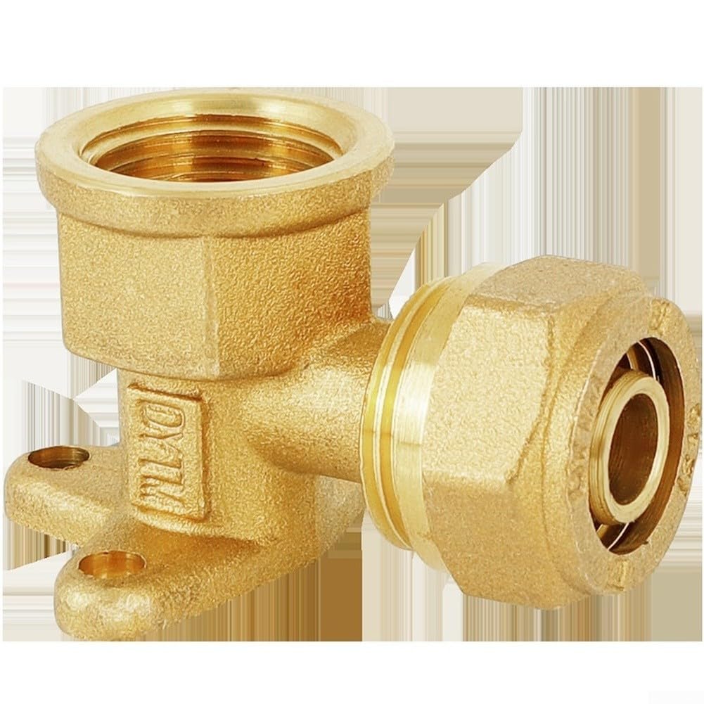 Codo de para latón 90 Grados G1/2 Hembra/Macho para Calefacción y Agua - Conector Tubo Instalación Doméstica 6x5x4cm(1620 Natural Color)