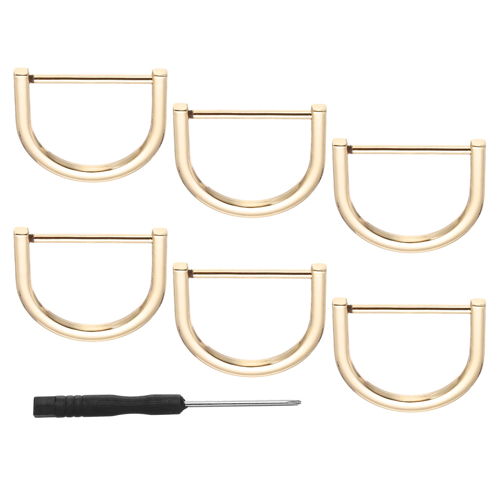 PATIKIL 1-1/2" D-Rings Screw in Shackle, 6 Pcs Horseshoe U Shape D Ring Zinc Alloy Semicircle Buckles Replacement for Purse Keychain Collar Accessories Craft, Light Gold