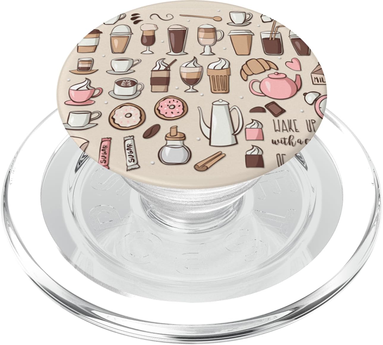 Donut Pop Phone Grip Cute Vintage Coffee Doughnut Chocolate PopSockets PopGrip: Swappable Grip for Phones & Tablets PopSockets PopGrip for MagSafe
