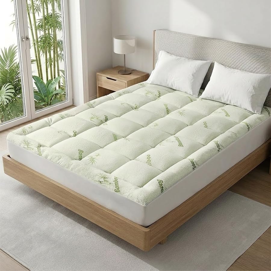 Colchón Adicional de Lujo Acolchado Premium de 1000gsm, Extra Grueso, Transpirable y Suave, Funda de colchón con Almohada de Bolsillo Profundo Que se Adapta a Camas,Queen