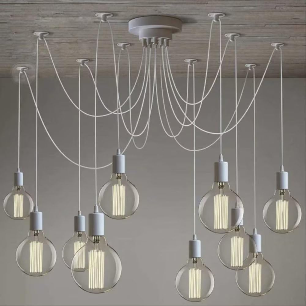 EFPD Modern Chandelier, White Spider Chandelier - 10 Lights, 79 Inch Cable, DIY Decorative Room White Lighting Fittings