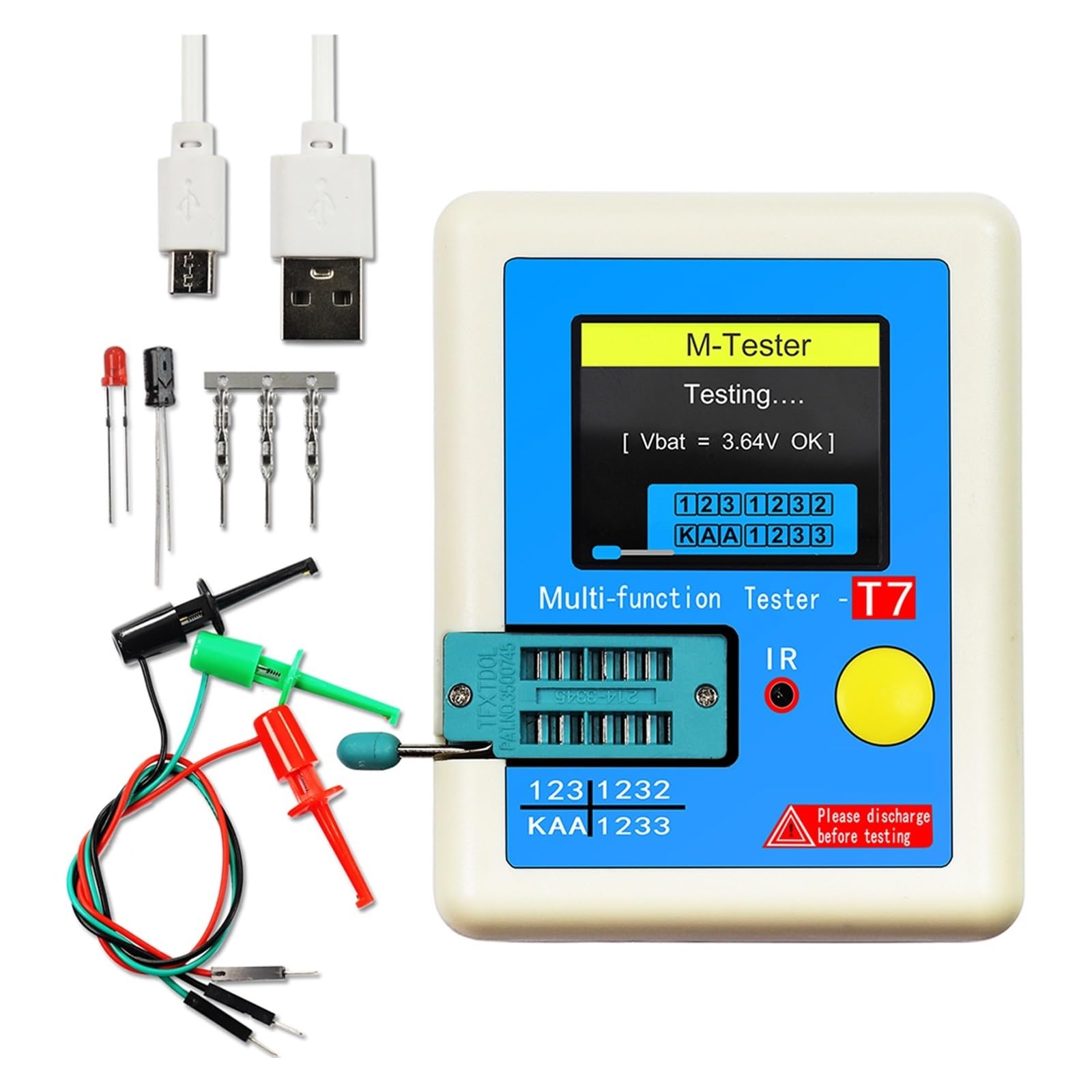 LCR-T7 Transistor Meter Multi-meter Tester Di Resistenza Capacitiva Diodo Triodo Condensatore Resistor LCR NPN PNP MOSFET Accurato Analisi Rilevamento Completa