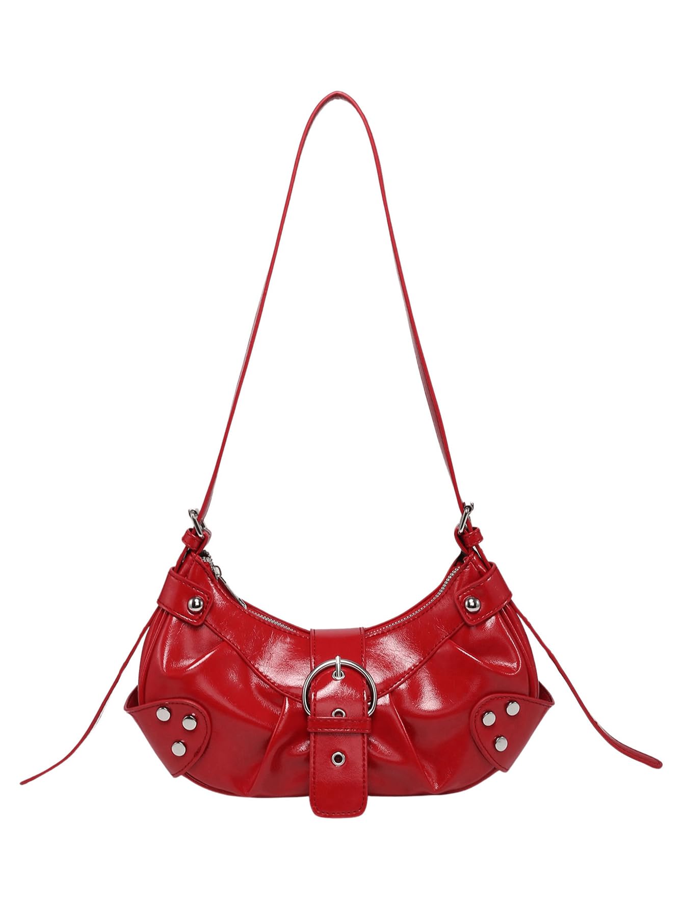 Verdusa Women's Pleated Shoulder Bags Metallic PU Leather Clutch Handbag