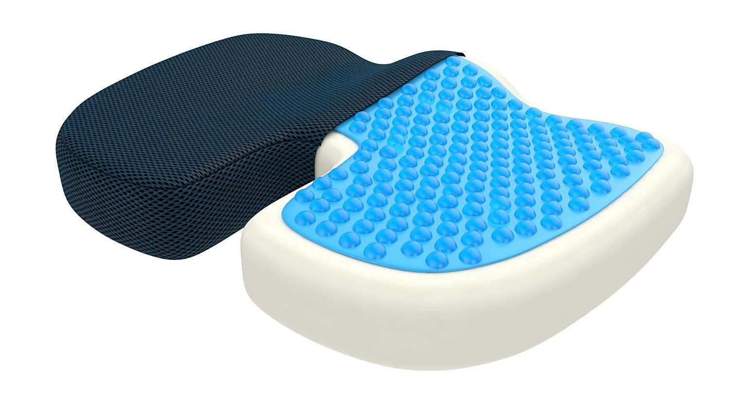 bonmedico Orthopedic Seat Cushion Large - Home Office Non-Slip & Memory Foam Seat Pillow to Relieve Back, Sciatica & Coccyx/Tailbone, for Office Chair Cushion, Car Seat Cushion Or Wheelchair, Bl