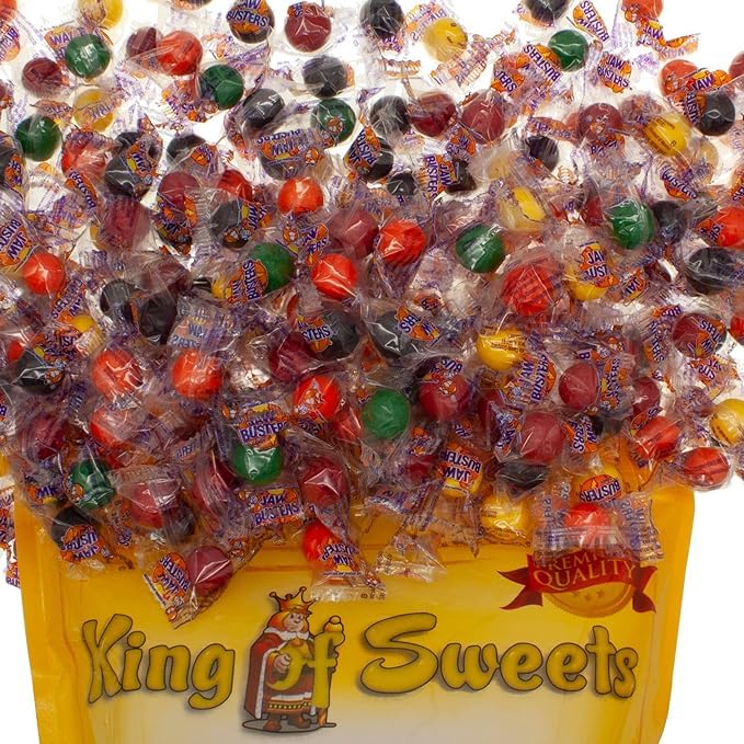 Jaw Busters Individually Wrapped Bulk Candy Pack | 1 Pounds of Jawbreakers | Classic American Hard Candy | Nostalgic Old School Treats for Halloween, Easter, and Movie Nights