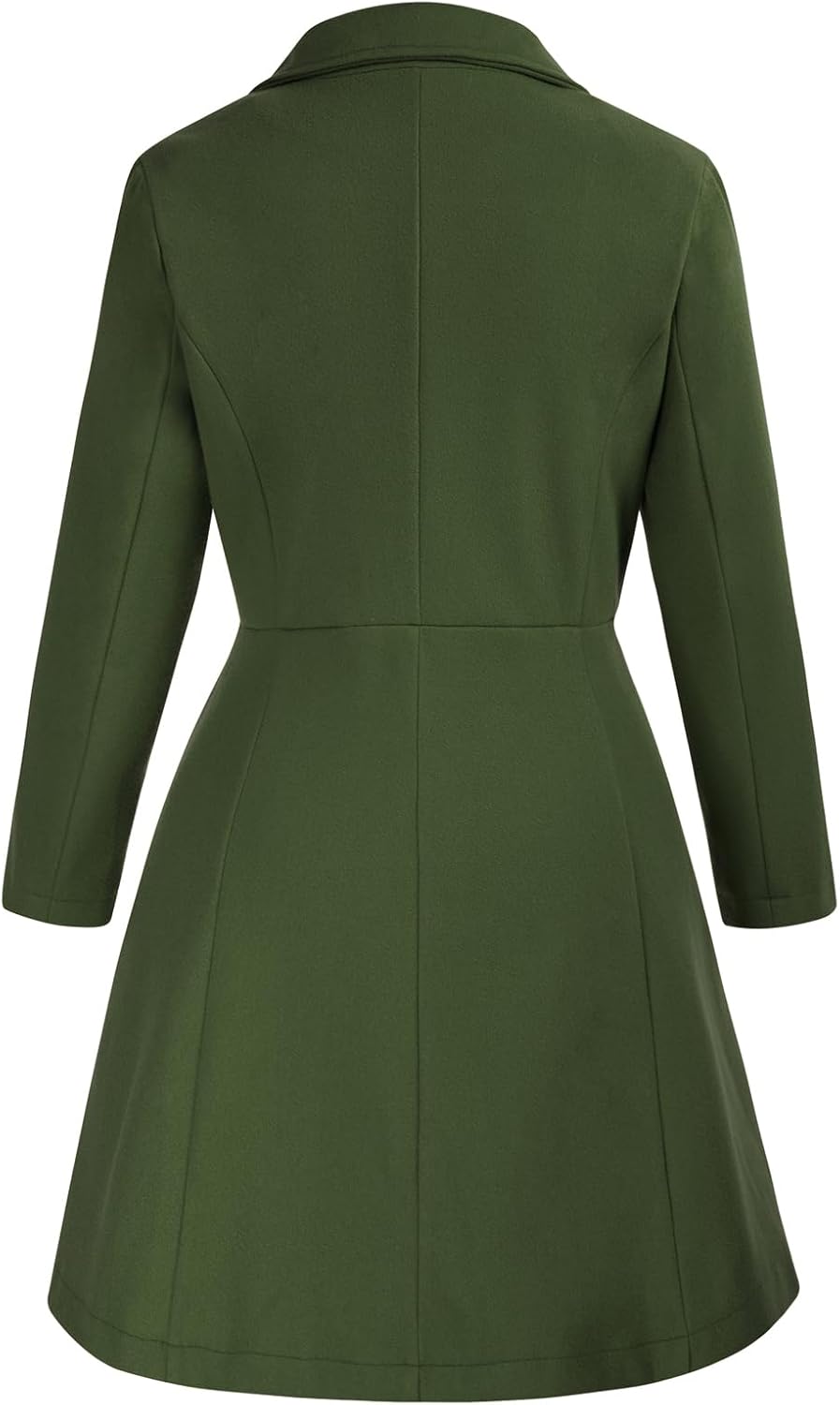 Back View of Hanna Nikole Long Plus Size Wool Pea Coat