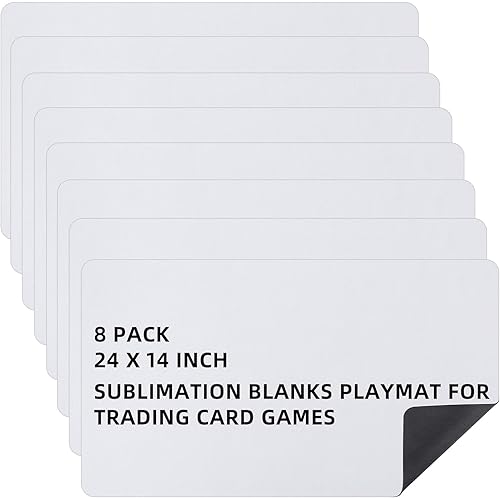 Yexiya 8 alfombrillas de juego de cartas de 14 x 24 pulgadas, tapete de juego en blanco de sublimación para juego de cartas intercambiables, goma