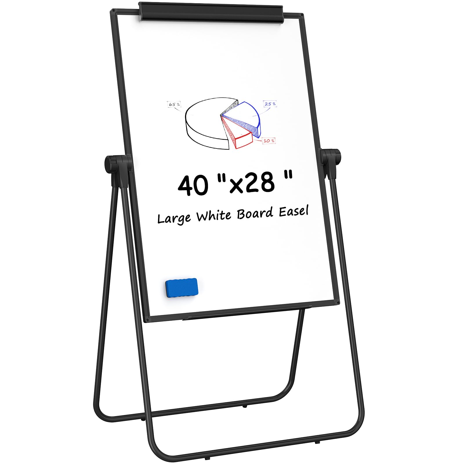 maxgear large white board easel stand, 40" x 28" double sided dry erase board with stand, height adjustable and 360 degree rotation classroom easel for school, home & office flip chart stand