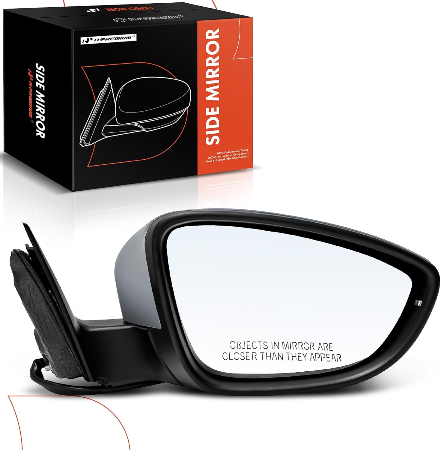 A-Premium Passenger Side Power Door Mirror - Compatible with Volkswagen Passat 2016 2017 2018 2019 2020 - Heated Power Folding Black Outside Rear View Mirror w/Turn Signal - Replace# 561857508BB9B9