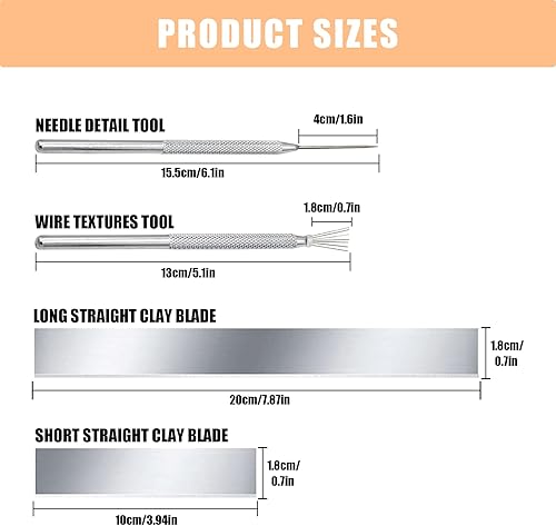 Miniatura 2 de Juego de 4 herramientas de arcilla polimérica, 2 piezas de hoja de acero al carbono flexible y 2 herramientas de aguja de arcilla, herramienta de