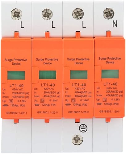 Oumefar 4 Pole AC 420V House Protector 40KA dispositivo de pararrayos de baja tensión Dispositivo de carril DIN para