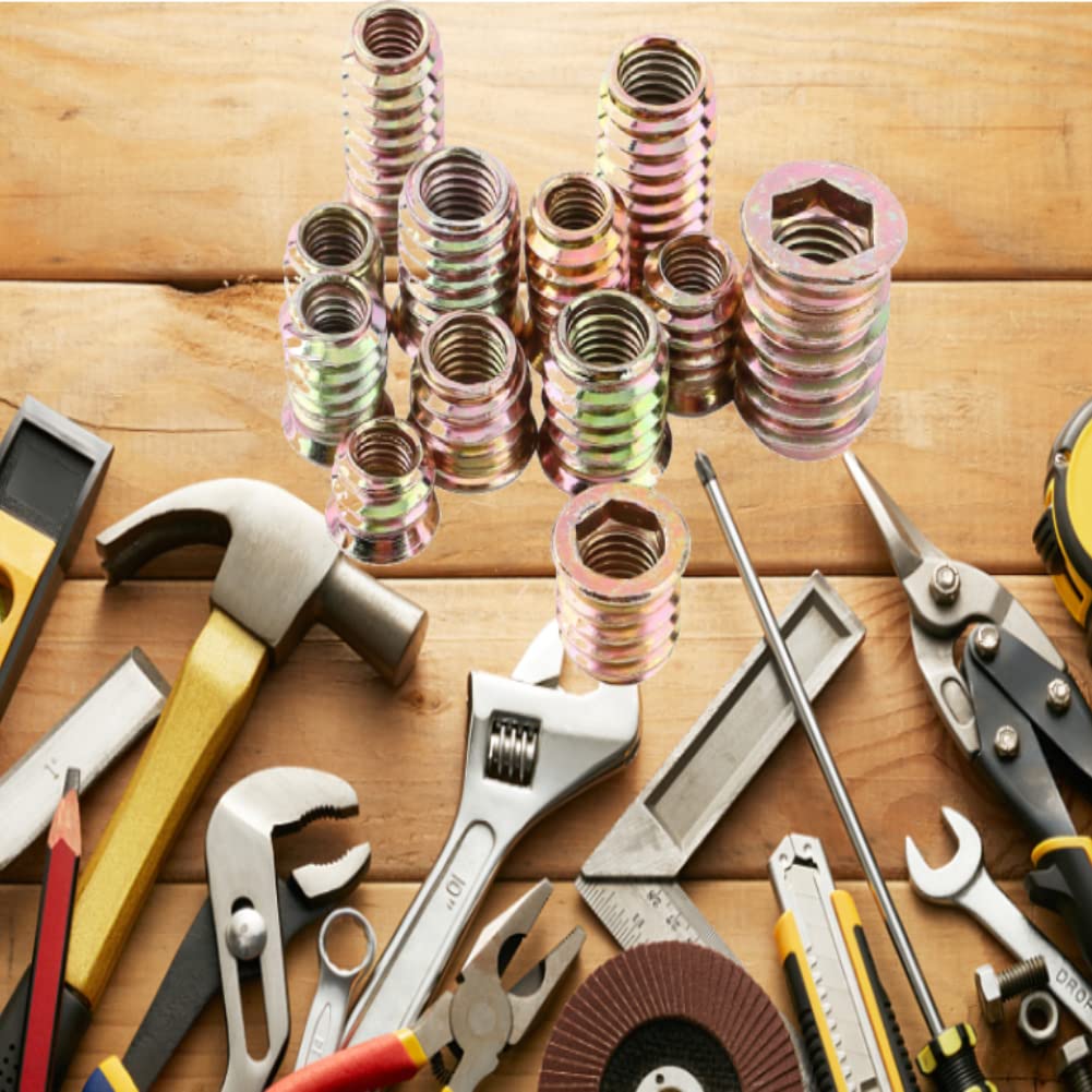 20 Pezzi Inserti Filettati M8 per Legno, Dado in Acciaio al Carbonio con Esagono Incassato per Mobili (M8*20mm)
