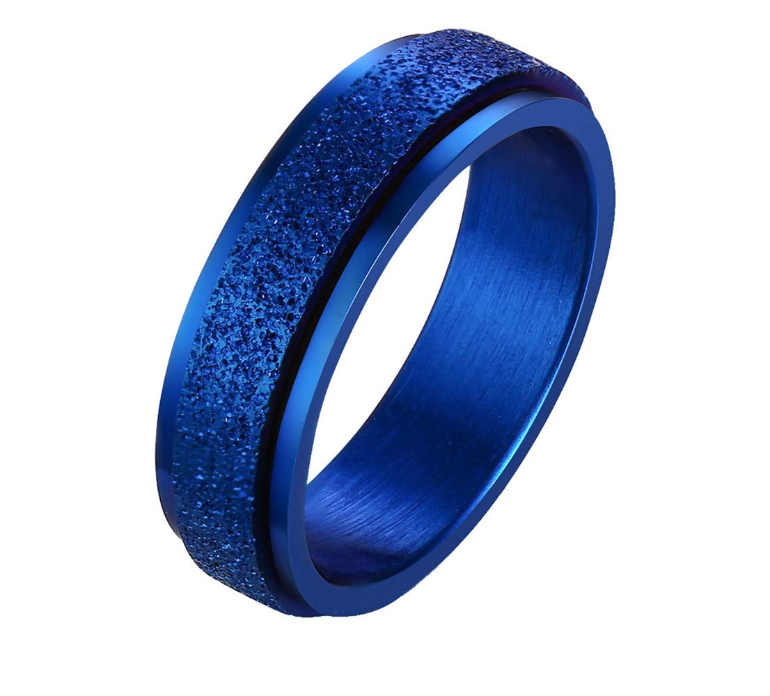 PAURO Women's Men's 2mm/4mm/6mm/8mm Sandblast Finish Lucky Worry Ring Band