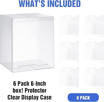 Yexiya 6 Pack Clear Plastic Display Case, 8.2 x 6.7 x 5.7 Inches, Shatterproof Alternative to Glass Box, Multipurpose Display Stand for Collectibles, Action Figures, Home Collectibles Dolls Storage