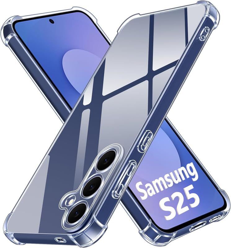 Image of Lustree Back Cover Transparent Case Compatible with Samsung Galaxy S25 | Clear + TPU Case with 4 Corner Air Cushion Protection & Camera Protection | Slim& Stylus Cover