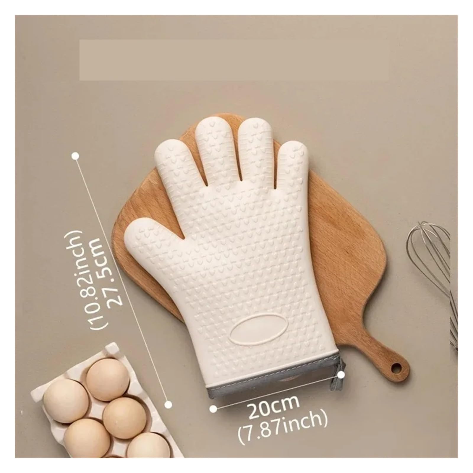Guanto da cucina silicone cotone, guanto forno antiscivolo a cinque dita | 1 pezzo coprimano per forno e microonde, per pasticcerie, pizzerie, panifici e hot pot(WSB0173021)