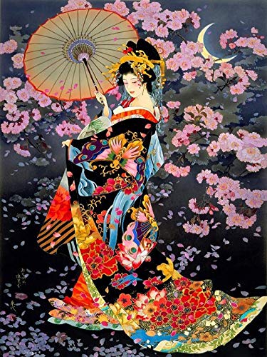 YSCOLOR Diamond Painting 5D Kit 30x40cm – Ritratto Donna Giapponese Ricamo Mosaico Diamanti Rotondi Fai Da Te