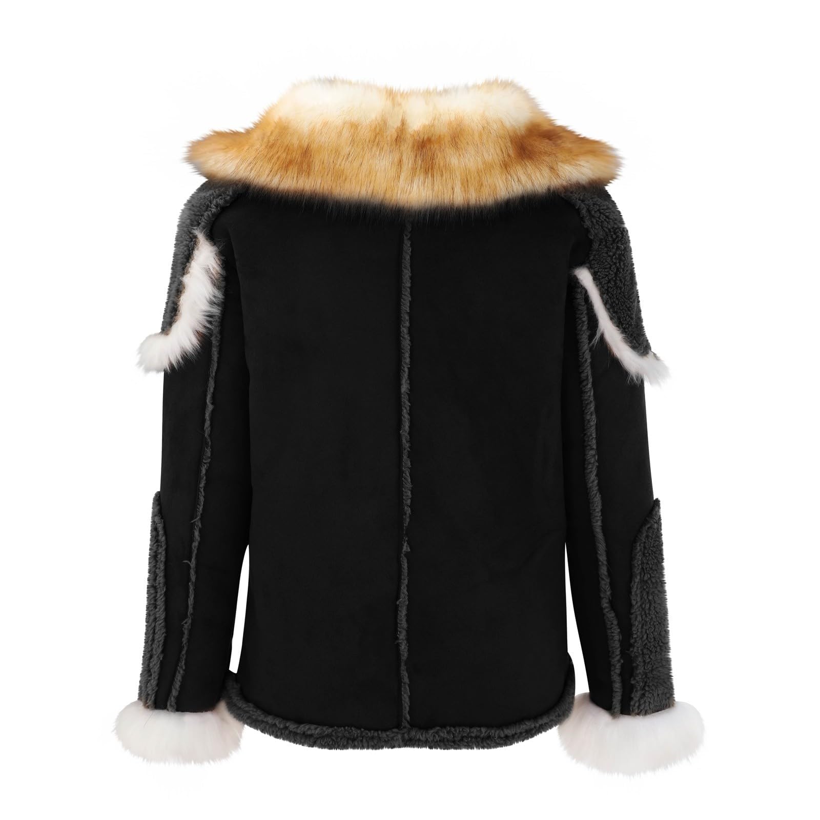 Cappotto da uomo in pelle di montone spesso caldo a maniche lunghe con colletto in pelliccia sintetica cappotti Sherpa grandi e alti giacche parka