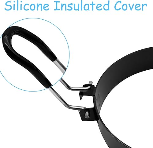 Miniatura 4 de Paquete de 2 moldes para panqueques de 8 pulgadas, anillos grandes para hacer tortitas de acero inoxidable para panqueques para freír huevos,