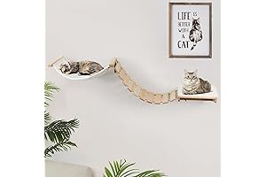 KOOPRO Cat Wall Shelves Furniture Bed, Cat Perch Wooden Cat Steps Climbing Bridge Wall Mounted