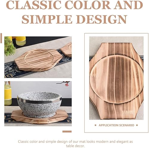 Miniatura 2 de UPKOCH 2 juegos de base de madera coreana de piedra, salvamanteles de madera para platos calientes, salvamanteles para ollas calientes, bandeja de