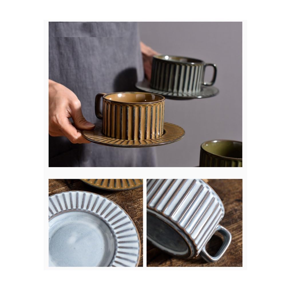 Filiżanki Luksusowy Retro Ceramiczny Zestaw Filiżanek Do Kawy i Spodek Lekki Biuro Domowe Kubek Na Wodę 200 ml Mleko Herbata Filiżanka Kubek do picia (03)