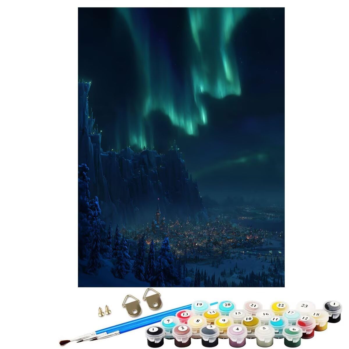 Landschaft Laser Malen Nach Zahlen Erwachsene, Paint by Numbers Adult Anfänger Kreativ Set für, Heimwerk Malen Nach Zahlen Kinder, Pinsel und 36 Acrylfarbe Als, für Deko Wohnzimmer 60 x 80 cm BJHWK879