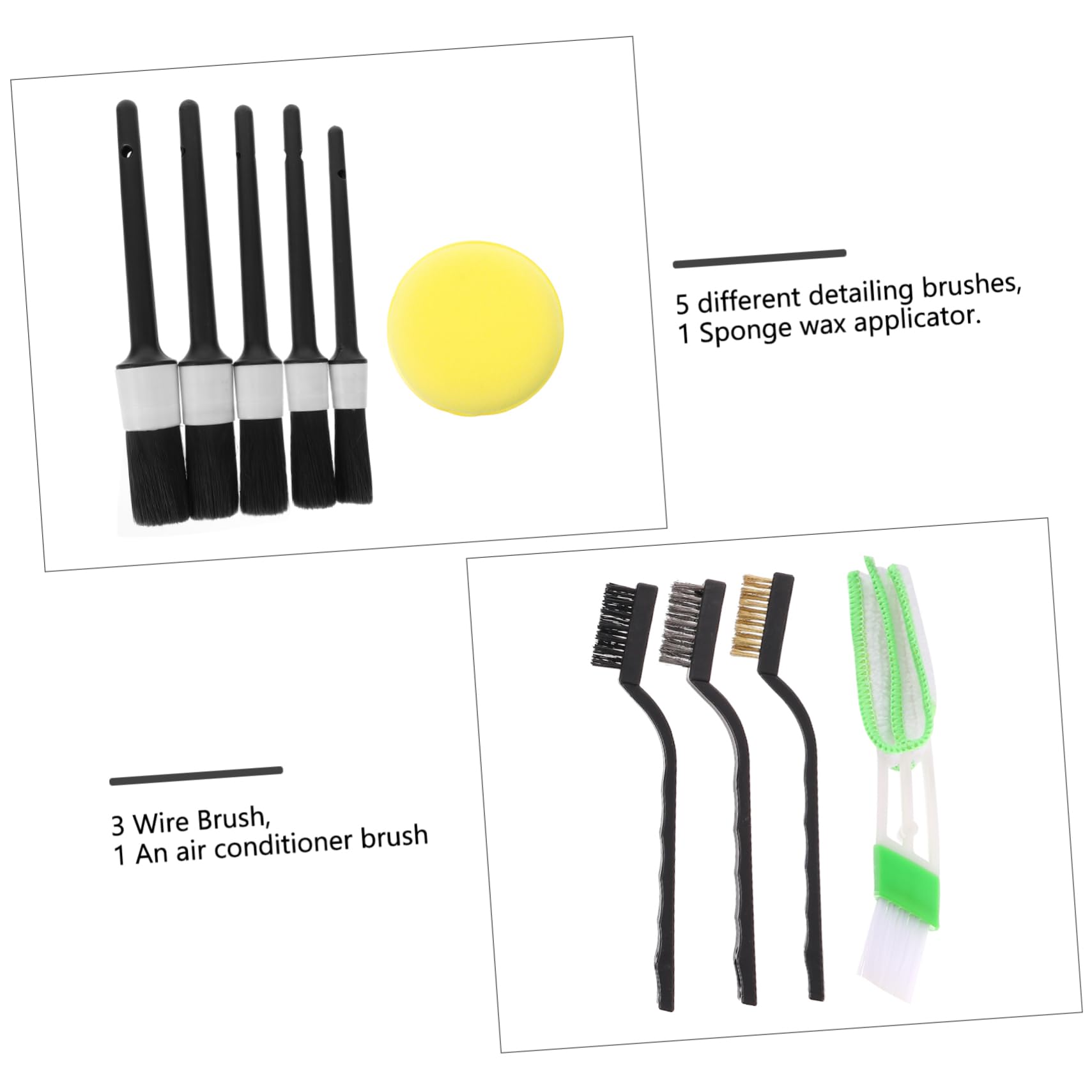 2sets Spazzole per Auto Kit per Pneumatici per Applicatore per Cera per Auto Ed
