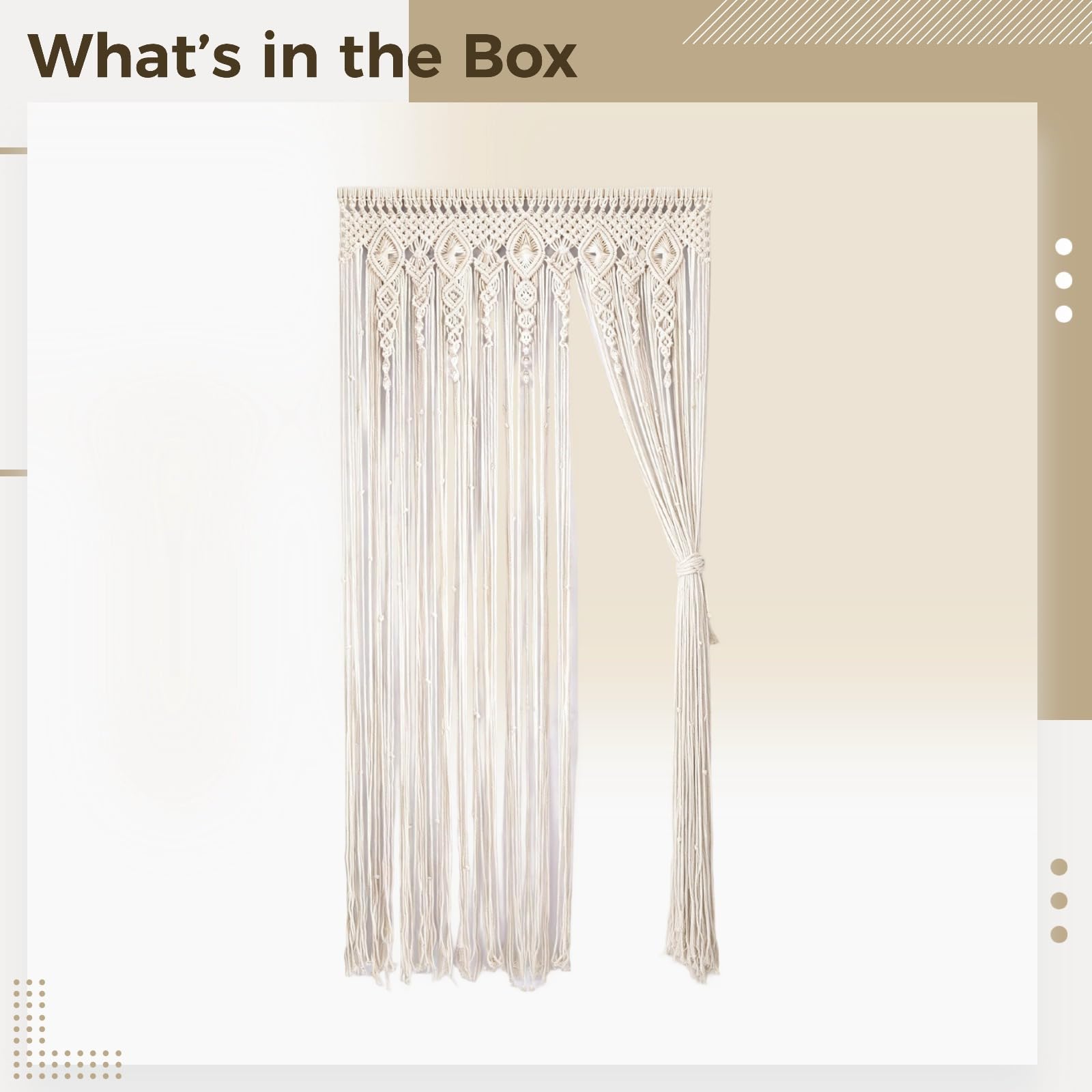 Rideau bohème en macramé en coton tissé à suspendre au mur - 90 x 180 cm - Pour porte, toile de fond de mariage et décoration d'intérieur