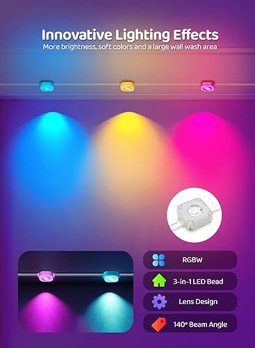 Miniatura 5 de Gaoxun Luces permanentes para exteriores de 200 pies, luces LED inteligentes de Navidad RGBW con 72 LED, control por aplicacióncontrol remoto,