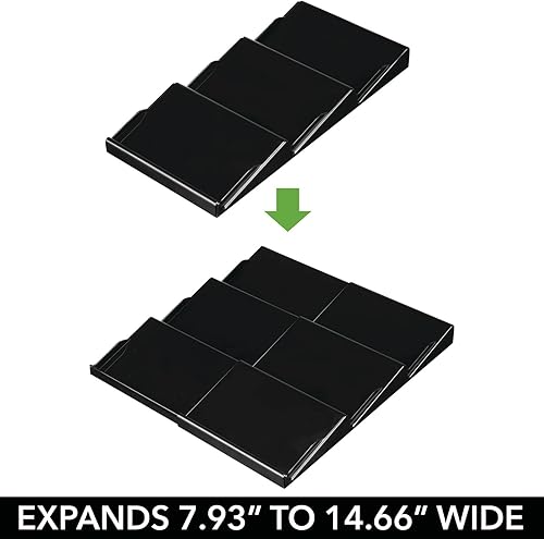 Miniatura 3 de mDesign - Estante de especias de plástico ajustable y expandible, organizador de cajón para gabinetes de cocina, 3 niveles inclinados para ajo, sal,