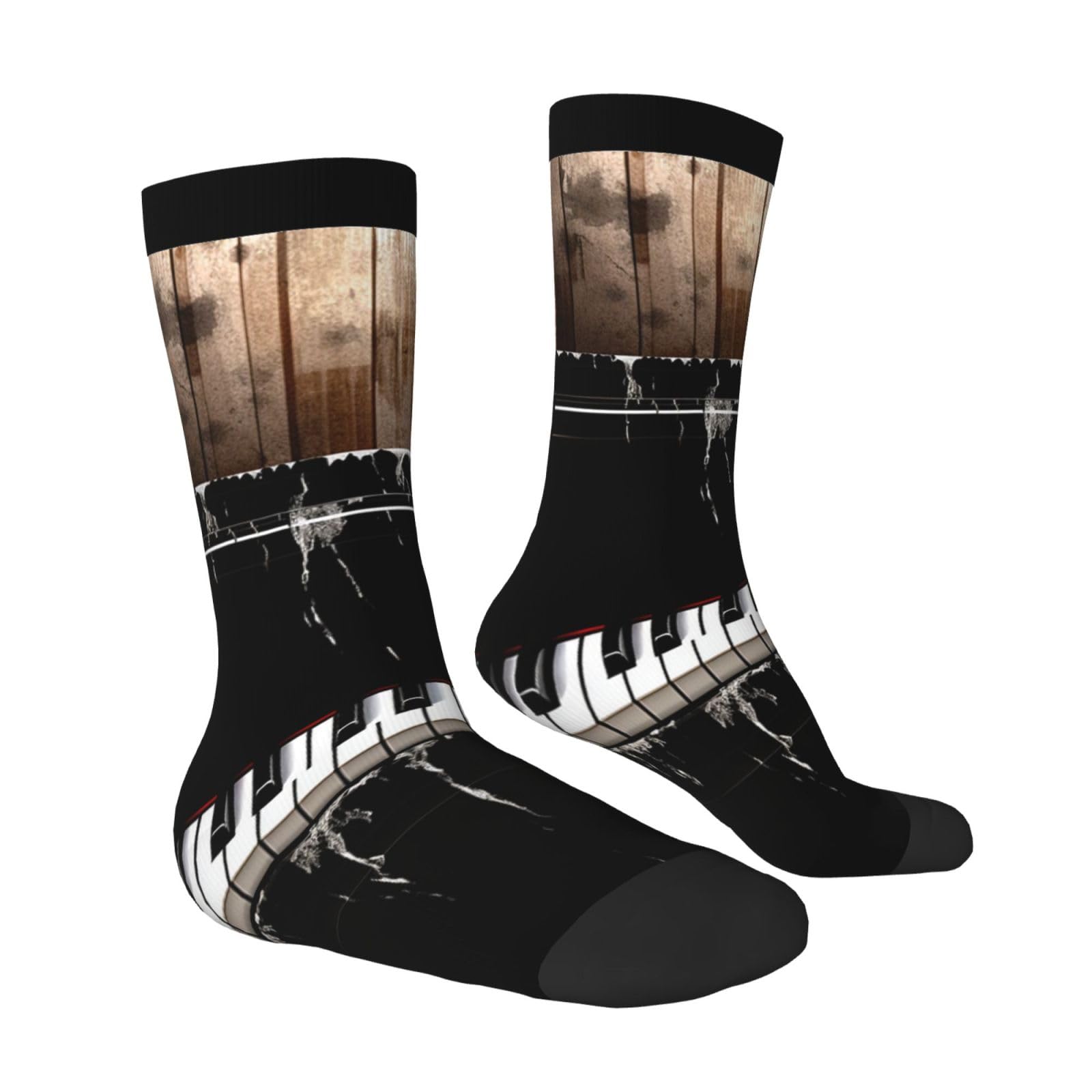 LZQPOEAS Piano Athletic Socks Unisex Cushioned Crew Socks Hiking Running Calf Sock Soft Above Ankle Sock