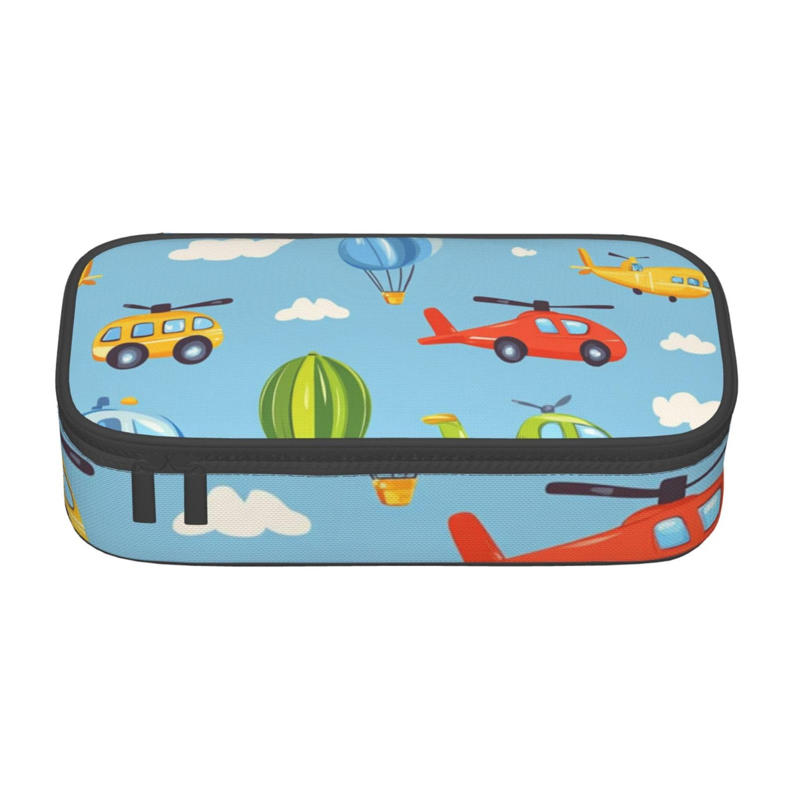 Mexpekil Cartoon Pattern Cars Helicopters Pencil Case for Girls Boys Pencil Bag Stationery Organiser with Compartments School Supply Bag for Students Office