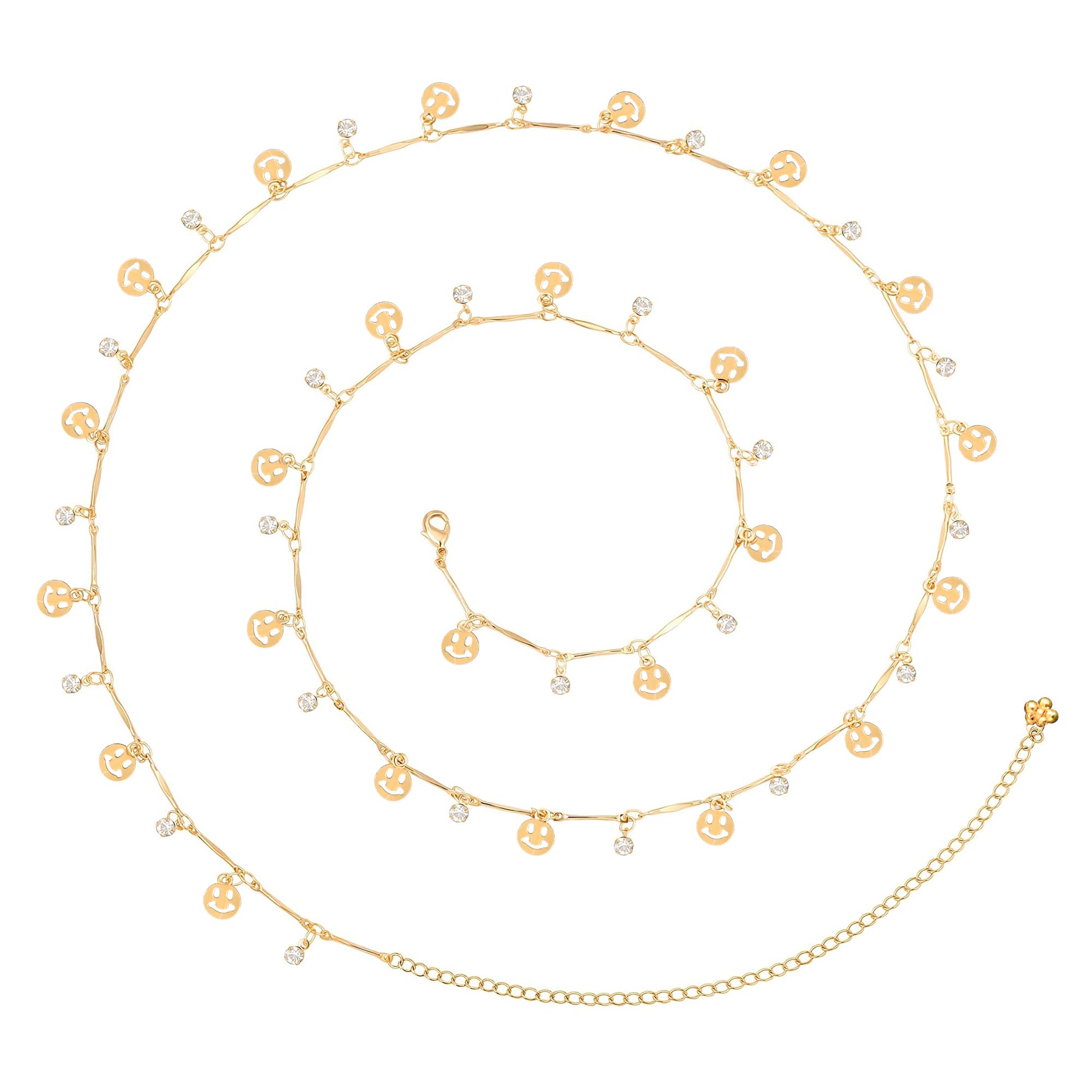 VAMA Golden Smiley belly Chain Waist Body Hip Belt Kamarband karddhani Kamar bandh Saree Vaddanam for women (B0DF5C23ZG) Amazon Price History, Amazon Price Tracker