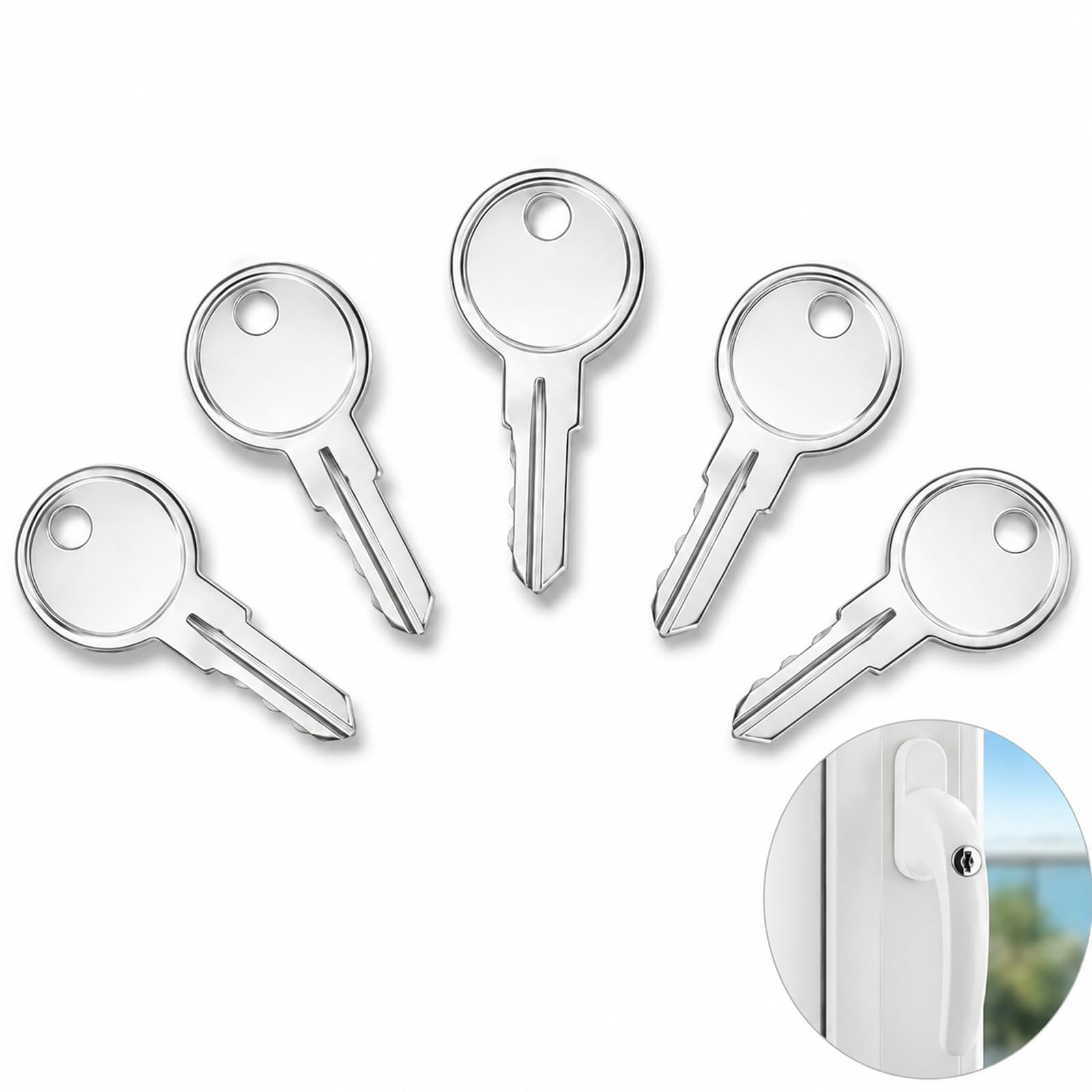 5 Universal UPVC Window Keys with Durable Build Replacement Lock Handle