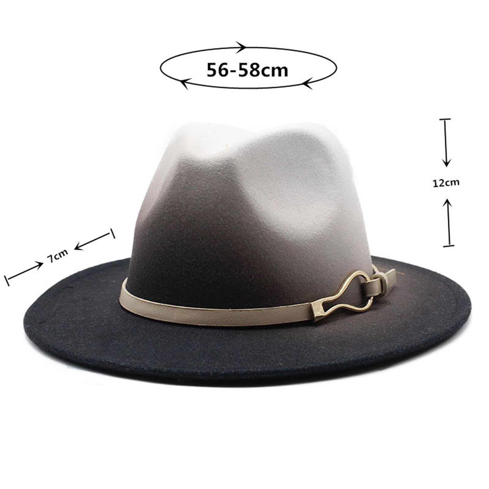 HYYSXBW Women Fedora Hats Gradient Color Wide Brim Felt Panama Hat with Belt Buckle Purple