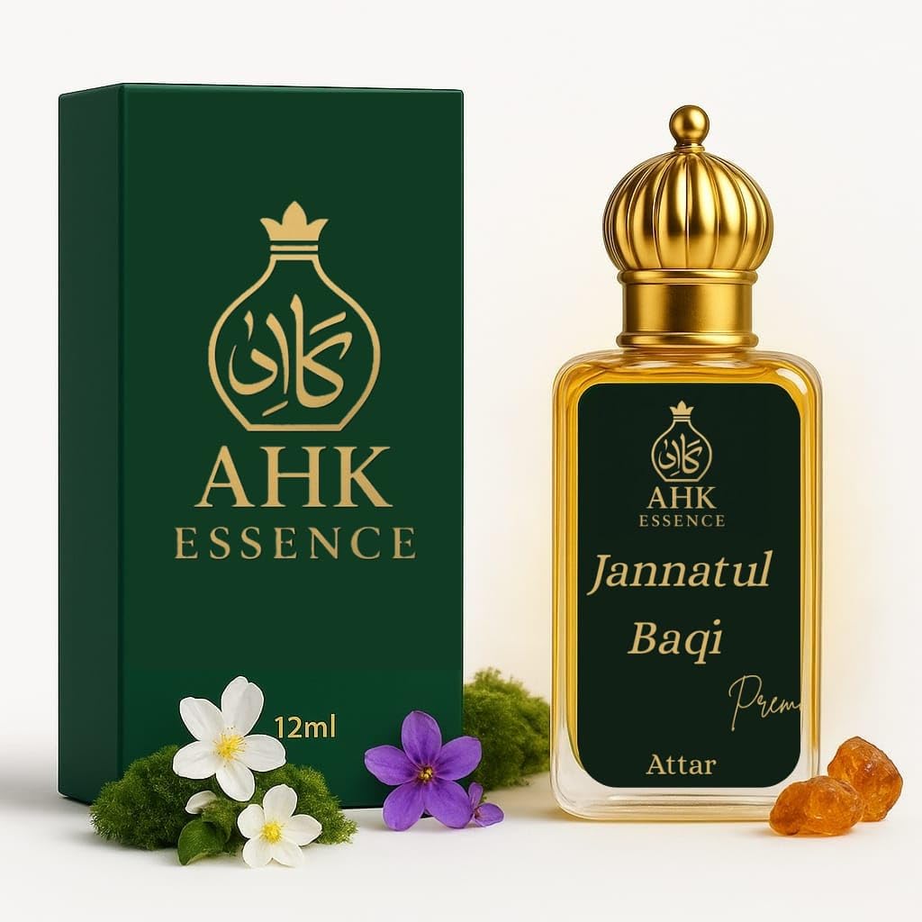 Jannatul Baqi Premium Arabic Attar, 12ml Natural Perfume Oil, Alcohol-Free Long Lasting Fragrance, Unisex Woody Floral Scent, Roll-on Applicator (12 ML)
