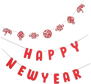 Abaodam Decoração 1 Conjunto De De Banners De Ano Novo De Ano Novo Comemorando A Bandeira Suprimentos De Ano Novo Guirlanda Layout De Cena De Ano Novo Adereços Bandeiras