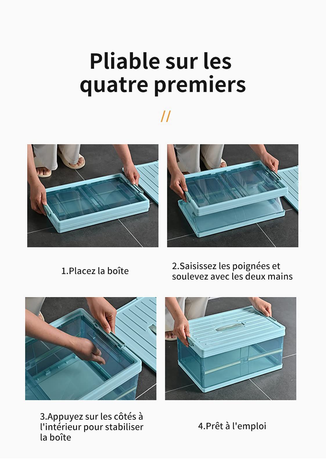 S.I.C Transparent Folding Storage Box, Plastic Storage Boxes, Organizer for Car Trunk Cabinets, Home, Desks - Image 4