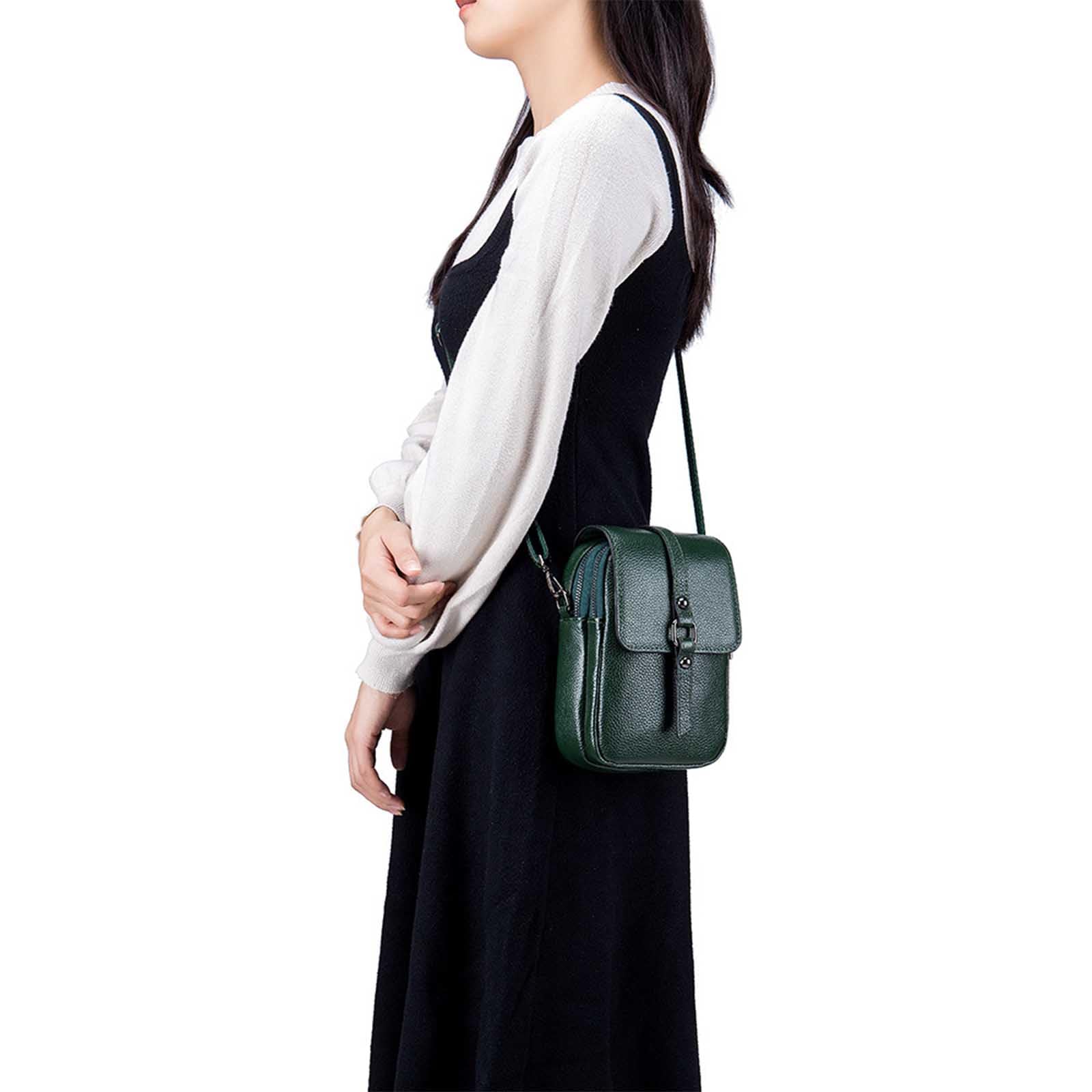 Bolso Bandolera Vintage Para Teléfono Para Mujer, Bolso Bandolera Ligero de Piel Auténtica